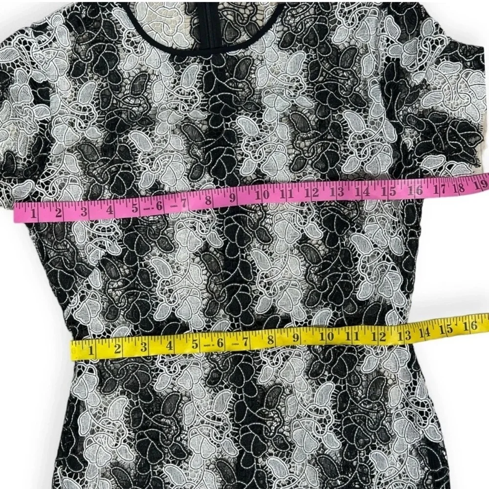 Diane von Furstenberg black and white macramé floral Guipure lace dress Size 2 - Picture 7 of 14